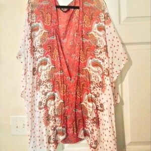Zac & Rachel Woman, Kimono, Size 3X, Coral print